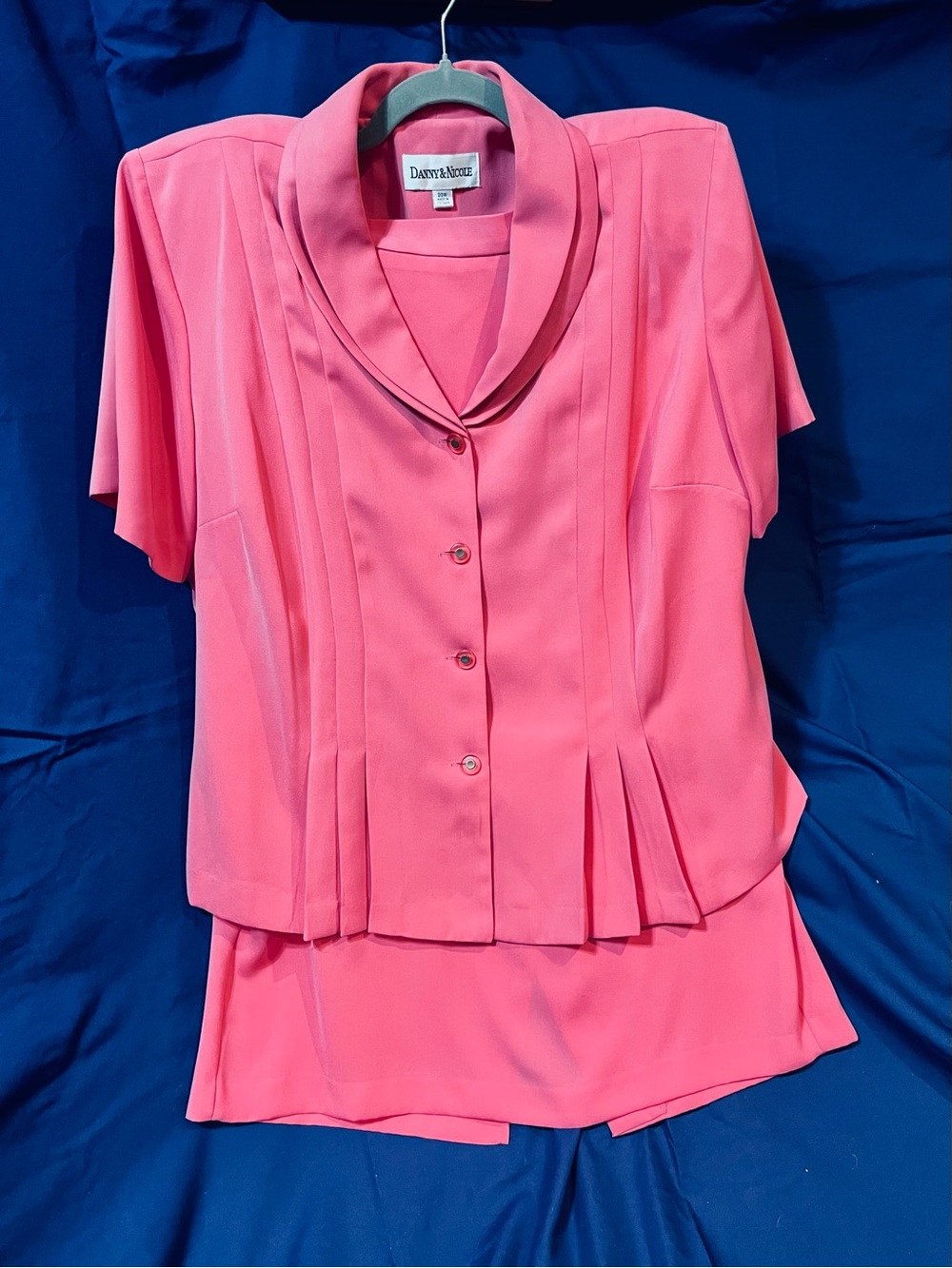 Danny & Nicole Bright Pink Short-Sleeve 2-pc Skirt Set: 20W Top, 18W skirt